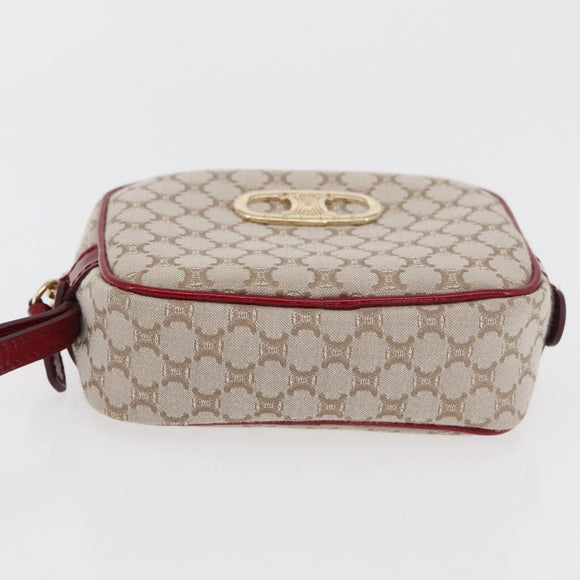 CELINE Macadam Canvas Pouch Beige Gold Auth 176903A