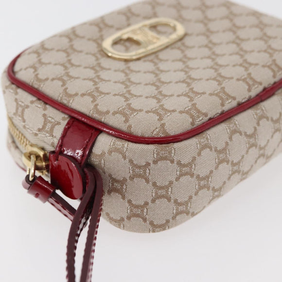 CELINE Macadam Canvas Pouch Beige Gold Auth 176903A
