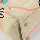 CHANEL Cruise Line Handtasche Canvas Beige Silber CC Auth 176918-14