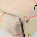 CHANEL Cruise Line Hand Bag Canvas Beige Silver CC Auth 176918-13