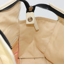 CHANEL Cruise Line Handtasche Canvas Beige Silber CC Auth 176918-19