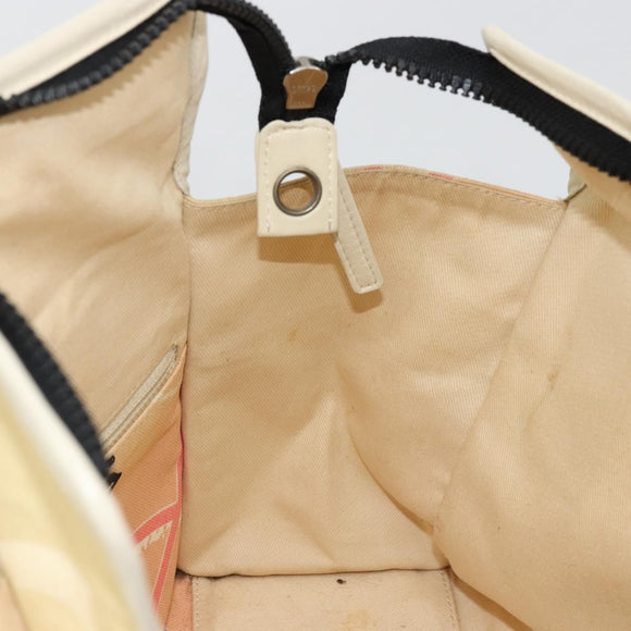 CHANEL Cruise Line Handtasche Canvas Beige Silber CC Auth 176918