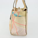 CHANEL Cruise Line Handtasche Canvas Beige Silber CC Auth 176918-4