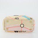 CHANEL Cruise Line Handtasche Canvas Beige Silber CC Auth 176918-5