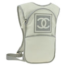 CHANEL Sports Line Backpack Nylon White Silver CC Auth 176920-1