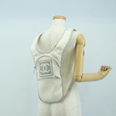 CHANEL Sports Line Backpack Nylon White Silver CC Auth 176920-24