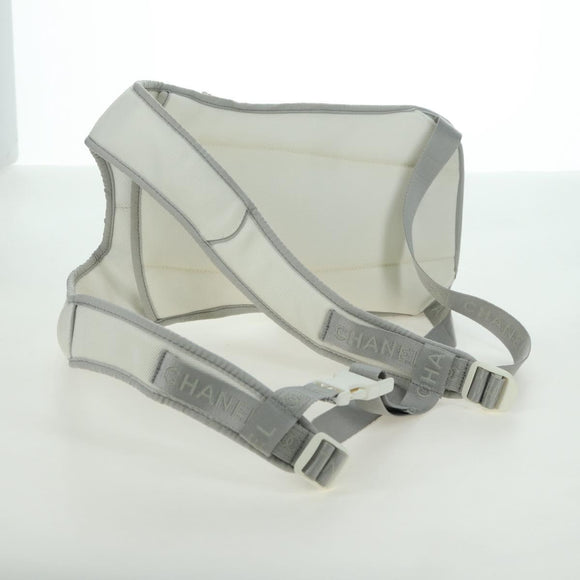 CHANEL Sports Line Backpack Nylon White Silver CC Auth 176920