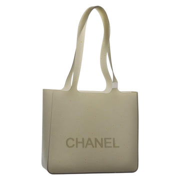 CHANEL Tote Bag Rubber Gray Silver CC Auth 176921