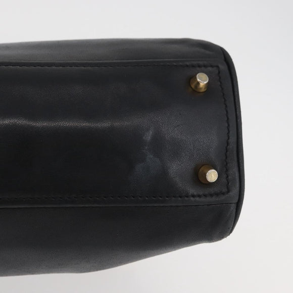 PRADA Tote Bag Leder Schwarz Gold Auth 176925A