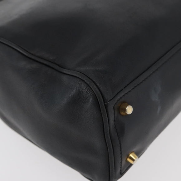PRADA Tote Bag Leder Schwarz Gold Auth 176925A