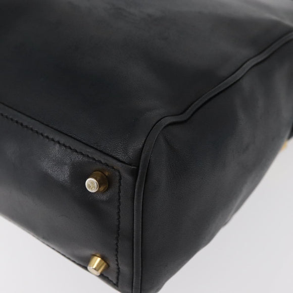 PRADA Tote Bag Leder Schwarz Gold Auth 176925A