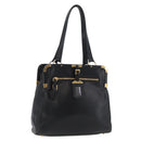 PRADA Tote Bag Leder Schwarz Gold Auth 176925A-1