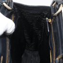 PRADA Tote Bag Leder Schwarz Gold Auth 176925A-21