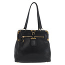 PRADA Tote Bag Leder Schwarz Gold Auth 176925A-13