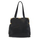 PRADA Tote Bag Leder Schwarz Gold Auth 176925A-2