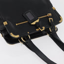 PRADA Tote Bag Leder Schwarz Gold Auth 176925A-7