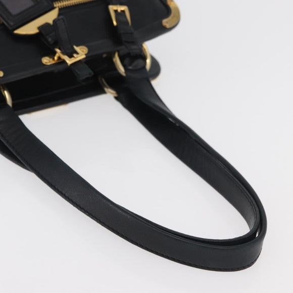 PRADA Tote Bag Leder Schwarz Gold Auth 176925A