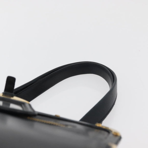 PRADA Tote Bag Leder Schwarz Gold Auth 176925A