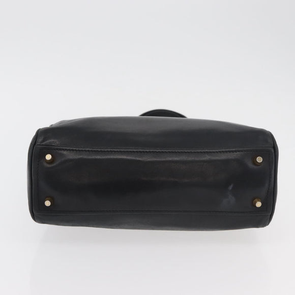 PRADA Tote Bag Leder Schwarz Gold Auth 176925A
