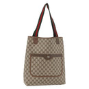 GUCCI GG Supreme Web Sherry Line Tote Bag PVC Beige 39 02 003 Auth 176931A-1