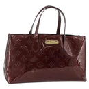 LOUIS VUITTON Vernis Wilshire PM Hand Bag Rouge Favist M91644 LV Auth 176945-1
