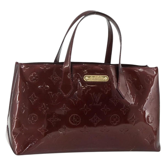 LOUIS VUITTON Vernis Wilshire PM Hand Bag Rouge Favist M91644 LV Auth 176945