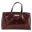 LOUIS VUITTON Vernis Wilshire PM Hand Bag Rouge Favist M91644 LV Auth 176945-2