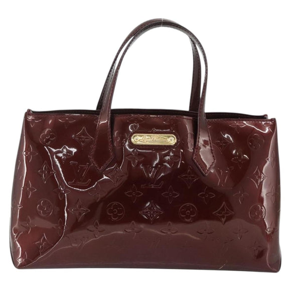 LOUIS VUITTON Vernis Wilshire PM Hand Bag Rouge Favist M91644 LV Auth 176945