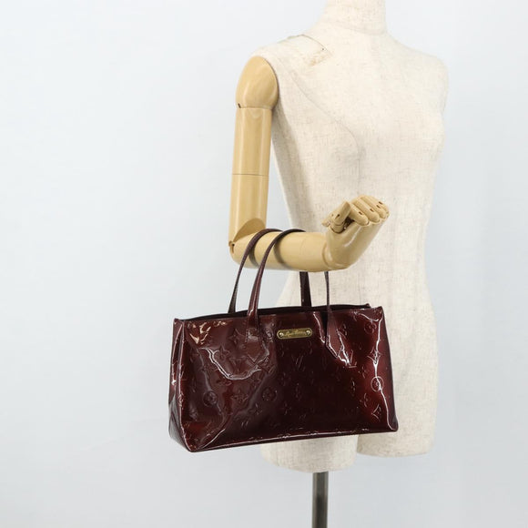 LOUIS VUITTON Vernis Wilshire PM Hand Bag Rouge Favist M91644 LV Auth 176945