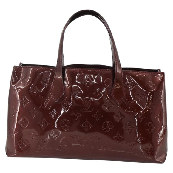 LOUIS VUITTON Vernis Wilshire PM Hand Bag Rouge Favist M91644 LV Auth 176945