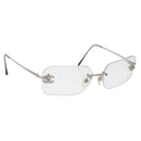 CHANEL COCO Mark Glasses metal Silver 2047-B CC Auth 176951-1