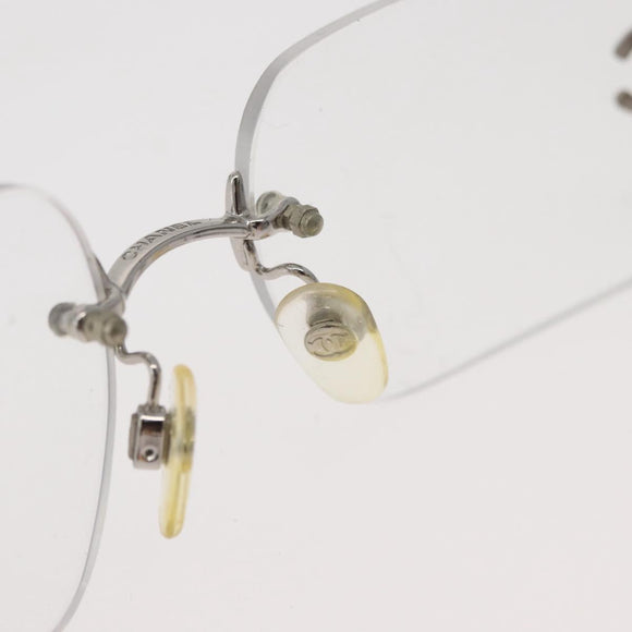 CHANEL COCO Mark Glasses metal Silver 2047-B CC Auth 176951