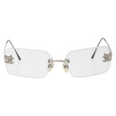 CHANEL COCO Mark Glasses metal Silver 2047-B CC Auth 176951-13