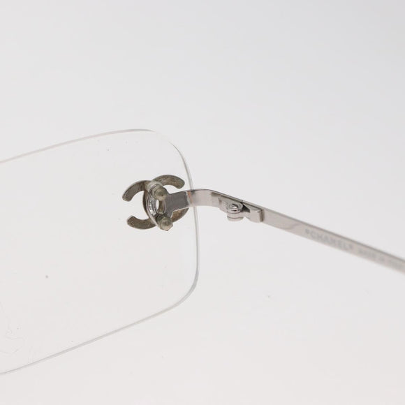 CHANEL COCO Mark Glasses metal Silver 2047-B CC Auth 176951