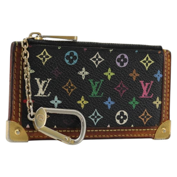 LOUIS VUITTON Monogram Multicolor Pochette Cles Purse Black M13664 Auth 176954