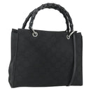 GUCCI Bamboo GG Canvas Hand Bag 2way Black Silver 002 1016 Auth 176966-1