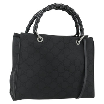 GUCCI Bamboo GG Canvas Hand Bag 2way Black Silver 002 1016 Auth 176966