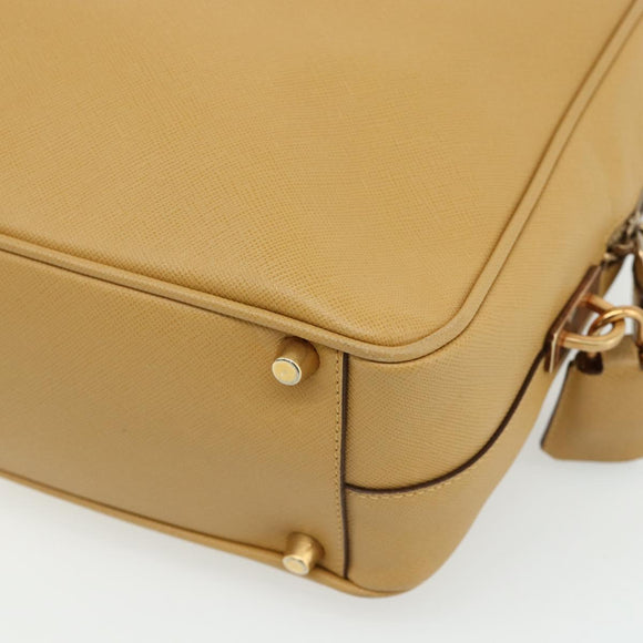 PRADA Hand Bag Safiano leather Beige Gold Auth 176972A