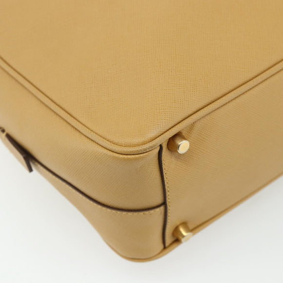 PRADA Hand Bag Safiano leather Beige Gold Auth 176972A