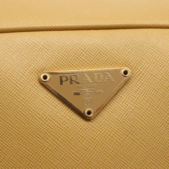 PRADA Hand Bag Safiano leather Beige Gold Auth 176972A