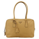 PRADA Hand Bag Safiano leather Beige Gold Auth 176972A-13