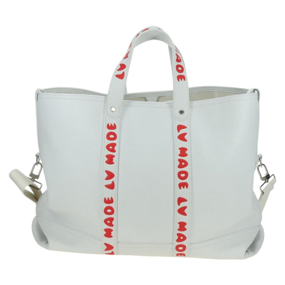 LOUIS VUITTON LV MADE NIGO Trolley Tote Bag Leather White M59366 Auth 176973SM
