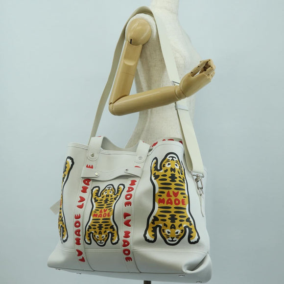 LOUIS VUITTON LV MADE NIGO Trolley Tote Bag Leather White M59366 Auth 176973SM
