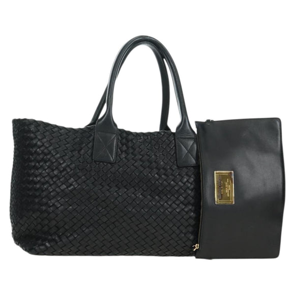 BOTTEGA VENETA INTRECCIATO Cabas MM Tote Bag Leather Black 115664 Auth 176974SAV