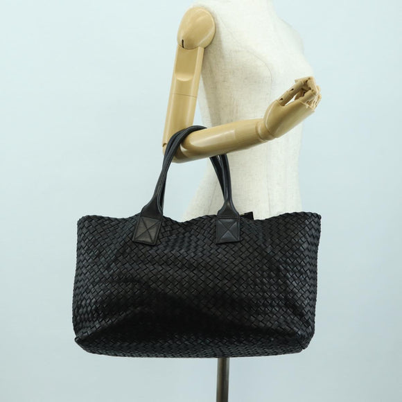 BOTTEGA VENETA INTRECCIATO Cabas MM Tote Bag Leather Black 115664 Auth 176974SAV