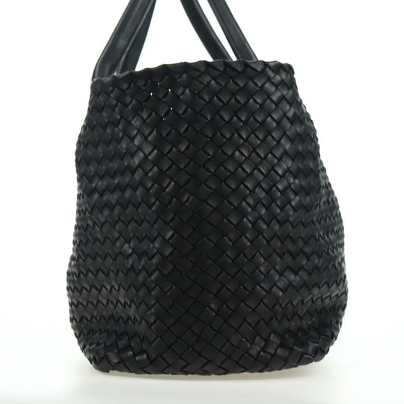 BOTTEGA VENETA INTRECCIATO Cabas MM Tote Bag Leather Black 115664 Auth 176974SAV
