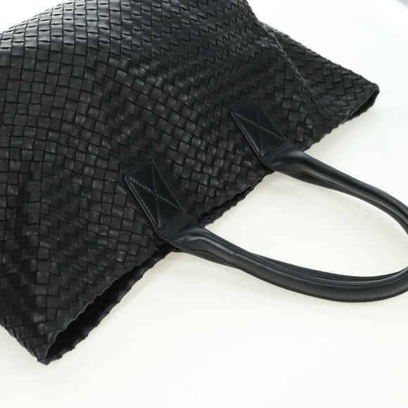 BOTTEGA VENETA INTRECCIATO Cabas MM Tote Bag Leather Black 115664 Auth 176974SAV