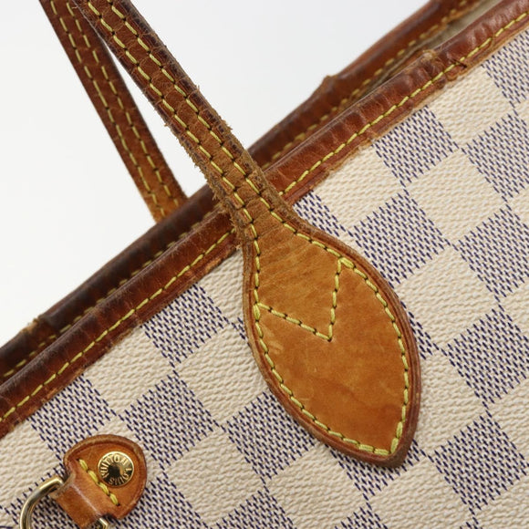 LOUIS VUITTON Damier Azur Neverfull PM Tote Bag N41362 LV Auth 176975