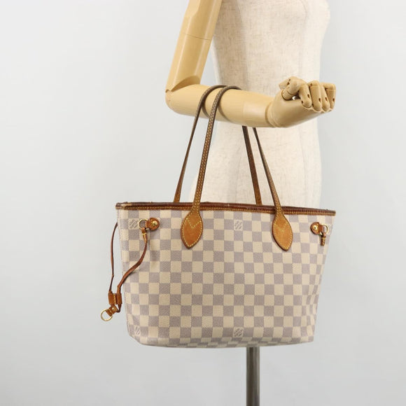 LOUIS VUITTON Damier Azur Neverfull PM Tote Bag N41362 LV Auth 176975