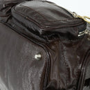 Chloe Betty Hand Bag Patent leather Brown Gold Silver Auth 176978A-12